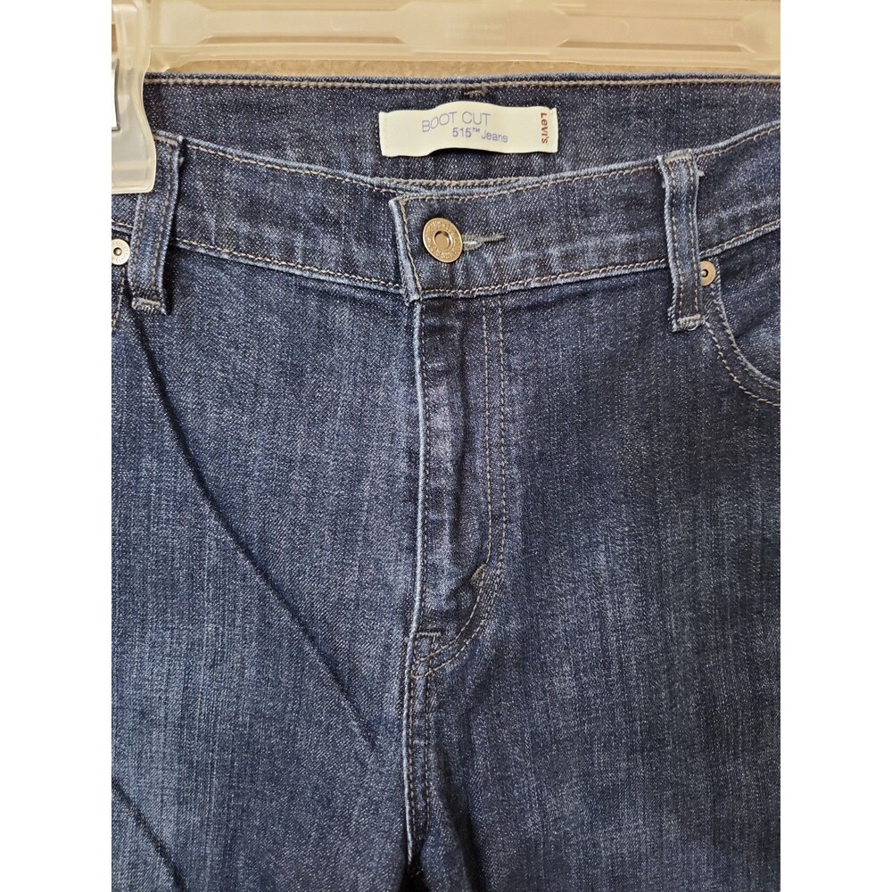 Levis 515 Bootcut Jeans Womens 14 Long Blue Dark Wash Stretch - Picture 3 of 8